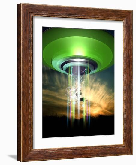 UFO Cattle Abduction, Conceptual Artwork-Victor Habbick-Framed Photographic Print