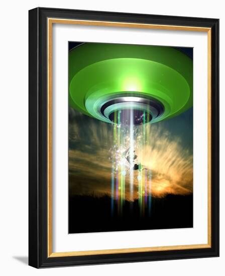 UFO Cattle Abduction, Conceptual Artwork-Victor Habbick-Framed Photographic Print