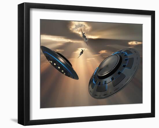 UFO's and Fighter Planes in the Skies over Roswell, New Mexico-Stocktrek Images-Framed Photographic Print