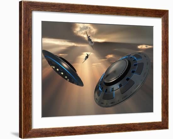 UFO's and Fighter Planes in the Skies over Roswell, New Mexico-Stocktrek Images-Framed Photographic Print