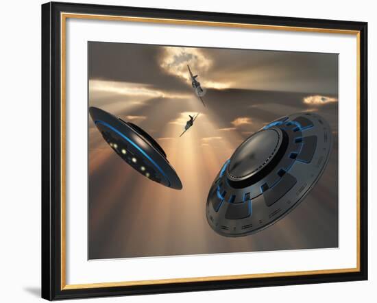 UFO's and Fighter Planes in the Skies over Roswell, New Mexico-Stocktrek Images-Framed Photographic Print