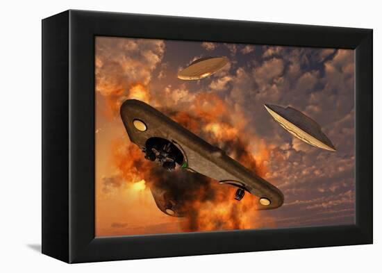 Ufo's from Different Alien Races Fighting Each Other in the Earth's Atmosphere-null-Framed Stretched Canvas