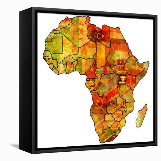Uganda on Actual Map of Africa-michal812-Framed Stretched Canvas