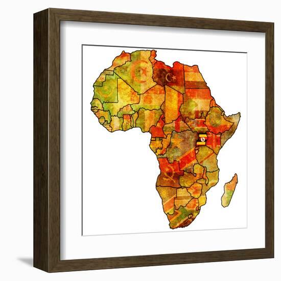 Uganda on Actual Map of Africa-michal812-Framed Art Print