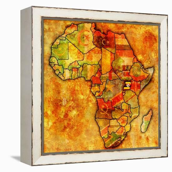 Uganda on Actual Map of Africa-michal812-Framed Stretched Canvas