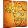 Uganda on Actual Map of Africa-michal812-Mounted Art Print