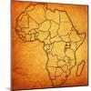 Uganda on Actual Map of Africa-michal812-Mounted Art Print