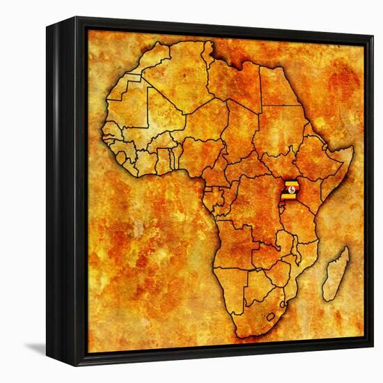 Uganda on Actual Map of Africa-michal812-Framed Stretched Canvas