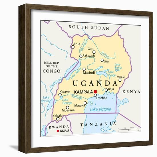 Uganda Political Map-Peter Hermes Furian-Framed Art Print