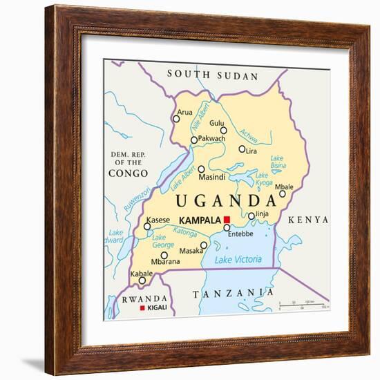 Uganda Political Map-Peter Hermes Furian-Framed Art Print