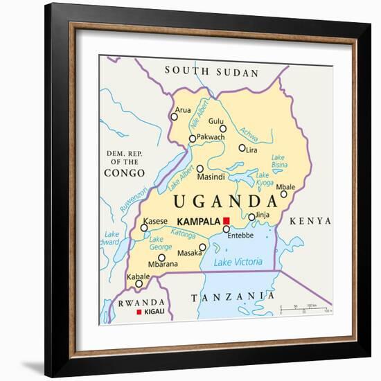 Uganda Political Map-Peter Hermes Furian-Framed Art Print