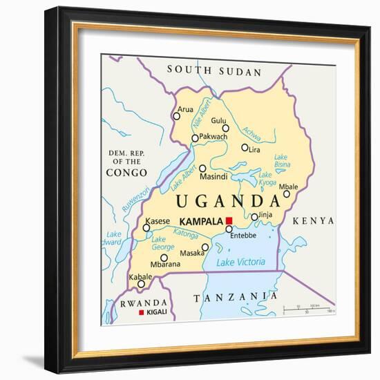 Uganda Political Map-Peter Hermes Furian-Framed Art Print