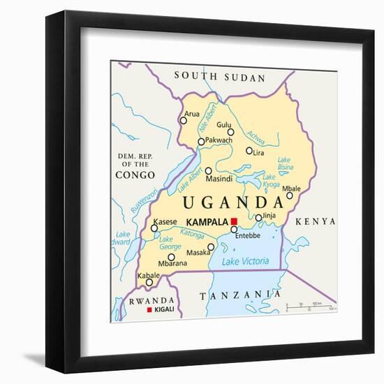 Uganda Political Map-Peter Hermes Furian-Framed Art Print