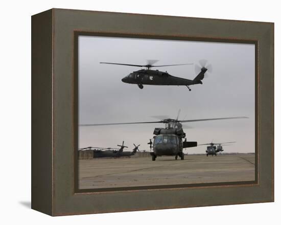 UH-60 Black Hawks Taxis Out for a Mission over Northern Iraq-null-Framed Premier Image Canvas