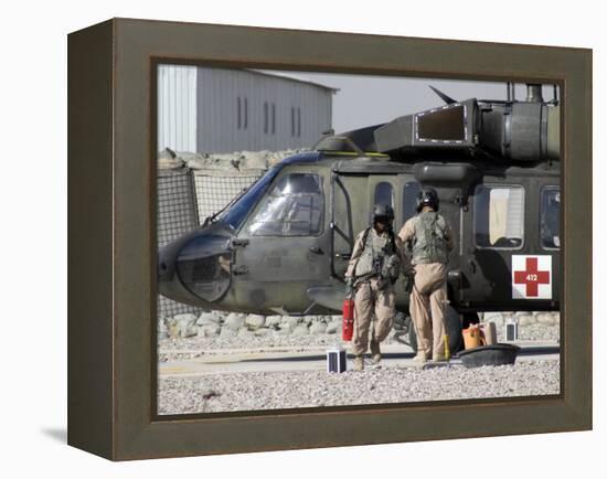 UH-60 Blackhawk Medivac Helicopter Refuels at Camp Warhorse after a Mission-Stocktrek Images-Framed Premier Image Canvas