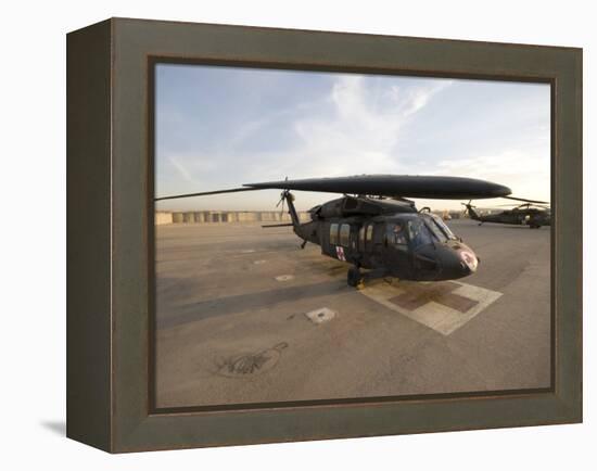 UH-60 Blackhawk Medivac Helicopter Sits on the Flight Deck at Camp Warhorse-Stocktrek Images-Framed Premier Image Canvas