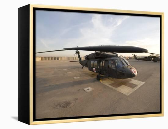 UH-60 Blackhawk Medivac Helicopter Sits on the Flight Deck at Camp Warhorse-Stocktrek Images-Framed Premier Image Canvas