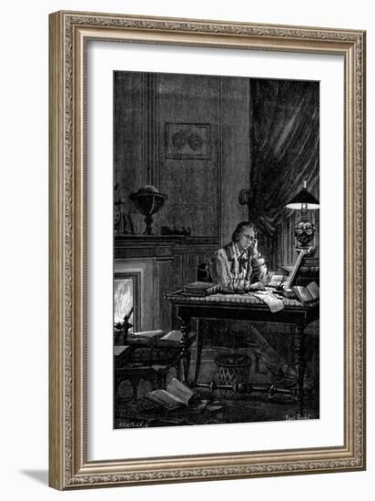 Ujj Leverrier, French Astronomer Calculating the Position of the Planet Neptune in 1846-null-Framed Giclee Print