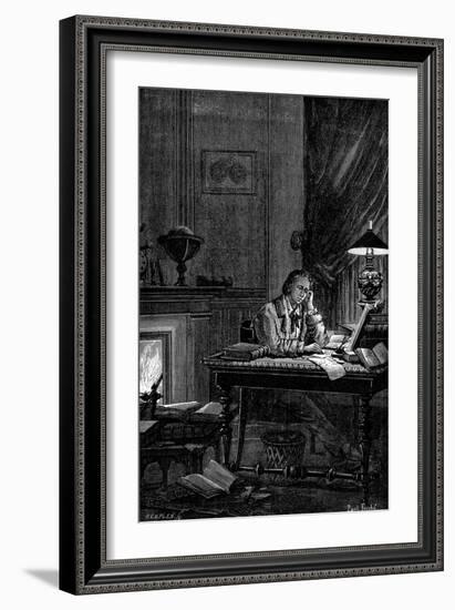 Ujj Leverrier, French Astronomer Calculating the Position of the Planet Neptune in 1846-null-Framed Giclee Print