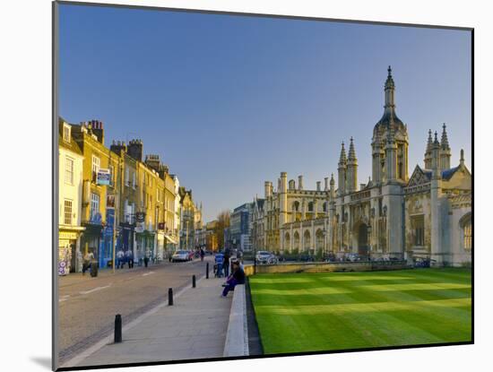 UK, England, Cambridge, King's Parade and King's College on Right-Alan Copson-Mounted Photographic Print