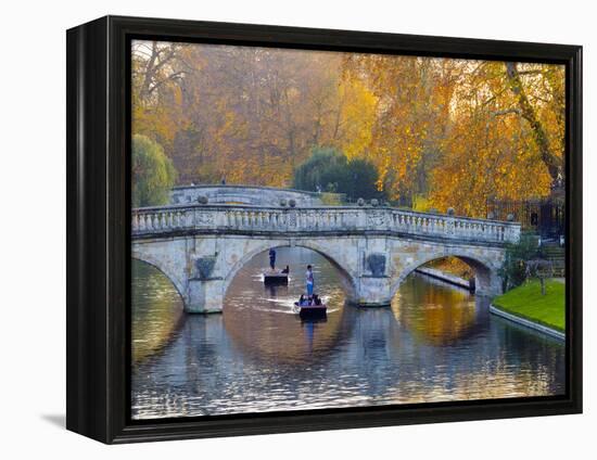 UK, England, Cambridge, the Backs, Clare and King's College Bridges over River Cam in Autumn-Alan Copson-Framed Premier Image Canvas