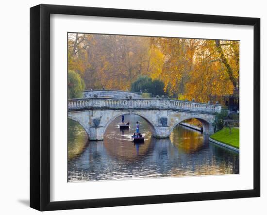 UK, England, Cambridge, the Backs, Clare and King's College Bridges over River Cam in Autumn-Alan Copson-Framed Photographic Print