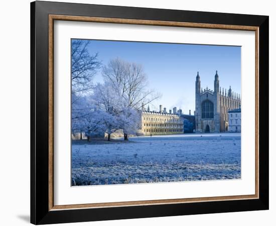 UK, England, Cambridgeshire, Cambridge, the Backs, King's College Chapel in Winter-Alan Copson-Framed Photographic Print