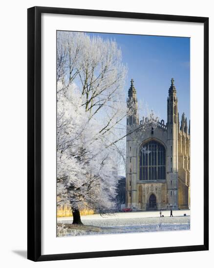 UK, England, Cambridgeshire, Cambridge, the Backs, King's College Chapel in Winter-Alan Copson-Framed Photographic Print