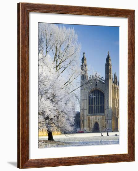 UK, England, Cambridgeshire, Cambridge, the Backs, King's College Chapel in Winter-Alan Copson-Framed Photographic Print