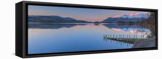 UK, England, Cumbria, Lake District, Keswick, Derwentwater, Ashness Jetty, Skiddaw Mountain in back-Alan Copson-Framed Premier Image Canvas