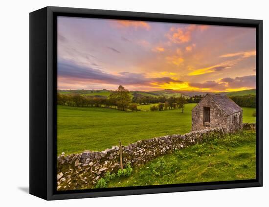 UK, England, Derbyshire, Peak District National Park, River Manifold Valley Near Ilam,Dry Stone Wal-Alan Copson-Framed Premier Image Canvas