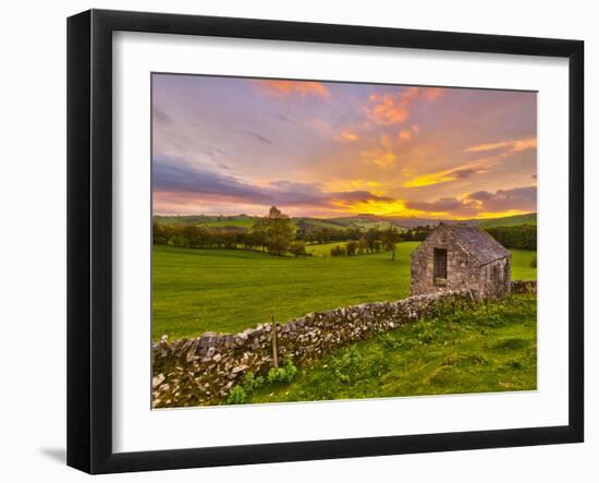 UK, England, Derbyshire, Peak District National Park, River Manifold Valley Near Ilam,Dry Stone Wal-Alan Copson-Framed Photographic Print