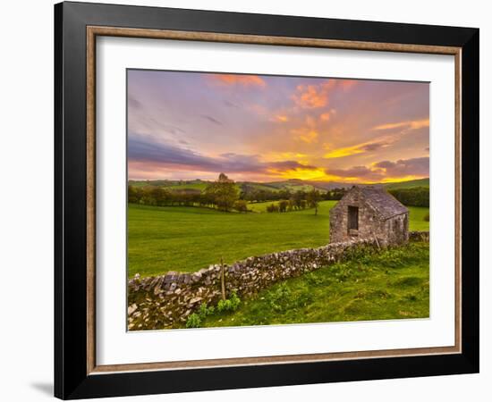 UK, England, Derbyshire, Peak District National Park, River Manifold Valley Near Ilam,Dry Stone Wal-Alan Copson-Framed Photographic Print