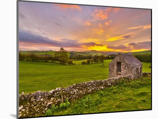 UK, England, Derbyshire, Peak District National Park, River Manifold Valley Near Ilam,Dry Stone Wal-Alan Copson-Mounted Photographic Print