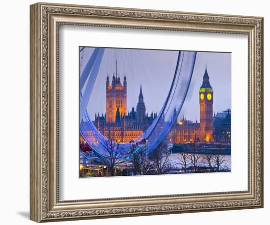 UK, England, London, London Eye, Houses of Parliament and Big Ben-Alan Copson-Framed Photographic Print