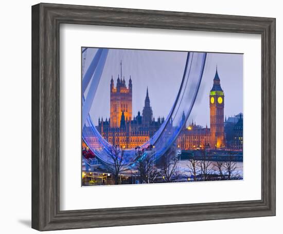 UK, England, London, London Eye, Houses of Parliament and Big Ben-Alan Copson-Framed Photographic Print