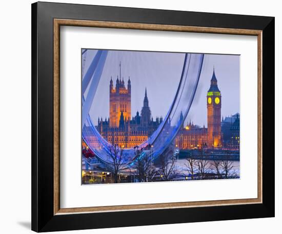 UK, England, London, London Eye, Houses of Parliament and Big Ben-Alan Copson-Framed Photographic Print