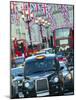 UK, England, London, Regent Street, Taxis and Union Jack Flags-Alan Copson-Mounted Photographic Print