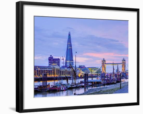 UK, England, London, River Thames, the Shard and Tower Bridge-Alan Copson-Framed Photographic Print