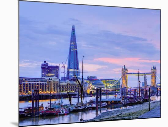 UK, England, London, River Thames, the Shard and Tower Bridge-Alan Copson-Mounted Photographic Print