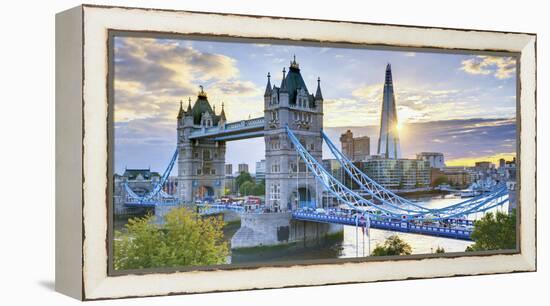 UK, England, London, River Thames, Tower Bridge and the Shard, by Architect Renzo Piano-Alan Copson-Framed Premier Image Canvas