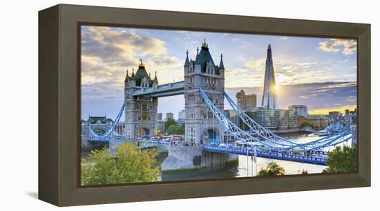 UK, England, London, River Thames, Tower Bridge and the Shard, by Architect Renzo Piano-Alan Copson-Framed Premier Image Canvas