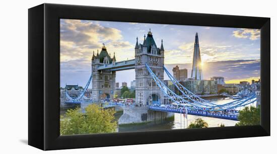 UK, England, London, River Thames, Tower Bridge and the Shard, by Architect Renzo Piano-Alan Copson-Framed Premier Image Canvas