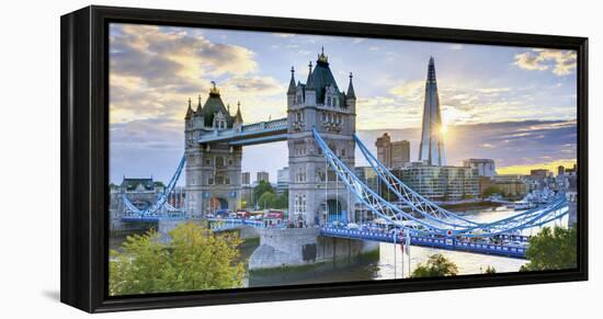 UK, England, London, River Thames, Tower Bridge and the Shard, by Architect Renzo Piano-Alan Copson-Framed Premier Image Canvas