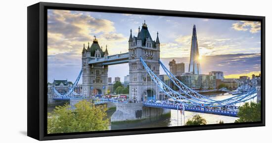 UK, England, London, River Thames, Tower Bridge and the Shard, by Architect Renzo Piano-Alan Copson-Framed Premier Image Canvas