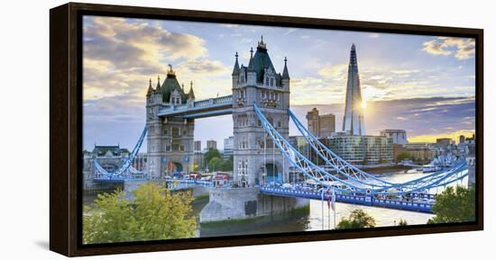 UK, England, London, River Thames, Tower Bridge and the Shard, by Architect Renzo Piano-Alan Copson-Framed Premier Image Canvas