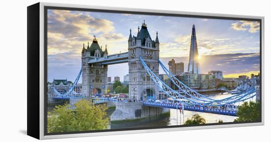 UK, England, London, River Thames, Tower Bridge and the Shard, by Architect Renzo Piano-Alan Copson-Framed Premier Image Canvas