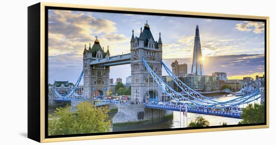 UK, England, London, River Thames, Tower Bridge and the Shard, by Architect Renzo Piano-Alan Copson-Framed Premier Image Canvas