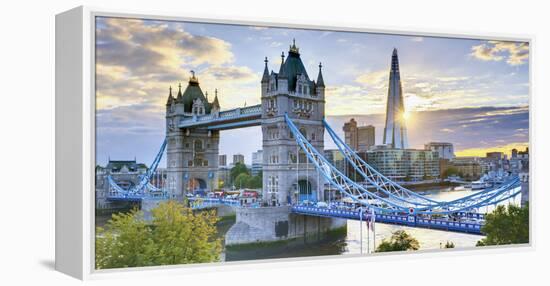 UK, England, London, River Thames, Tower Bridge and the Shard, by Architect Renzo Piano-Alan Copson-Framed Premier Image Canvas