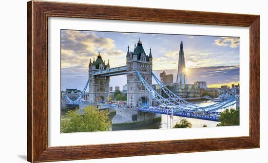 UK, England, London, River Thames, Tower Bridge and the Shard, by Architect Renzo Piano-Alan Copson-Framed Premium Photographic Print
